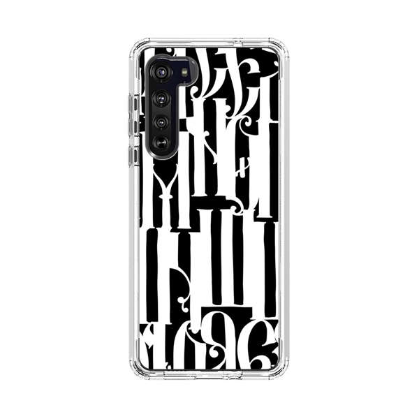 Abstract Black and White Pattern with Ornamental Letters Motorola Edge (2020) Case