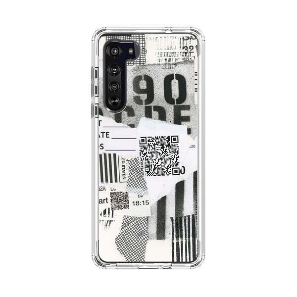 Abstract Collage Torn Paper Barcodes Motorola Edge (2020) Case