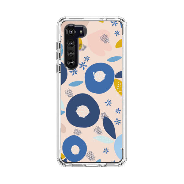 Abstract Floral Pattern with Blue, Pink and Mustard Flowers Motorola Edge (2020) Case