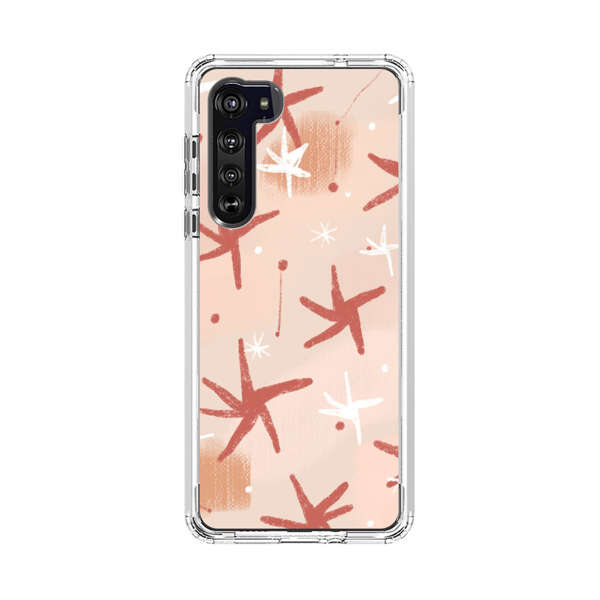 Abstract Star Pattern Red and White on Beige Background Motorola Edge (2020) Case