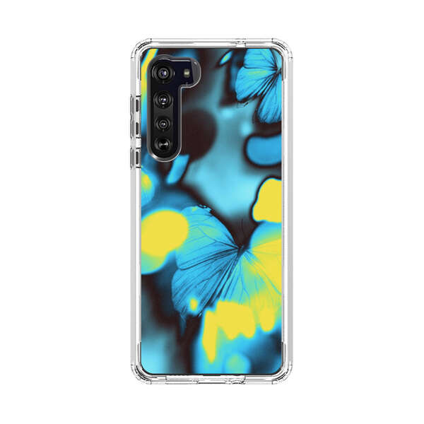 Blue Butterflies Glowing Abstract Background Motorola Edge (2020) Case