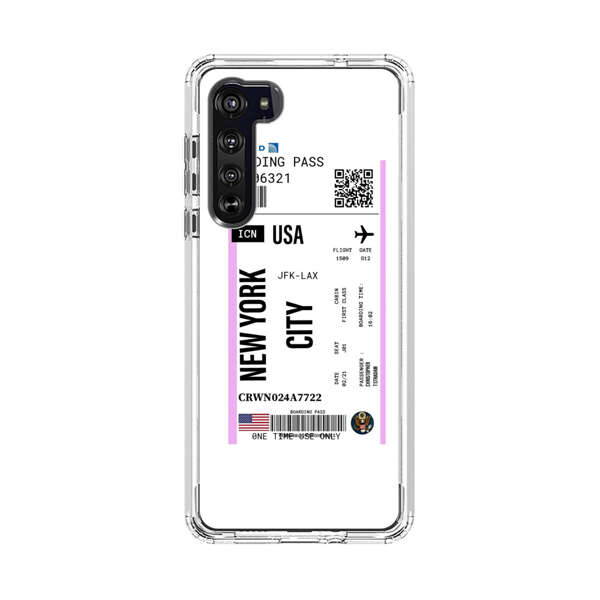 Boarding Pass New York City Flight Ticket Motorola Edge (2020) Case
