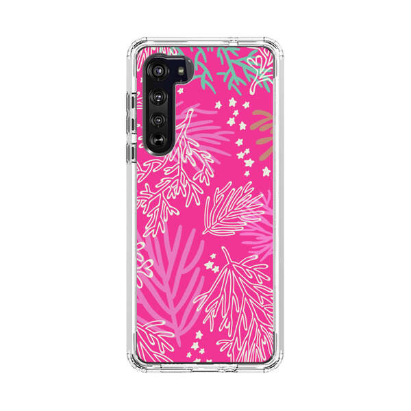 Bright Pink Tropical Leaf Pattern Motorola Edge (2020) Case