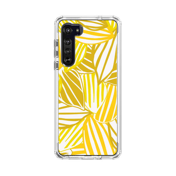 Bright Yellow Striped Tropical Leaves Pattern Motorola Edge (2020) Case