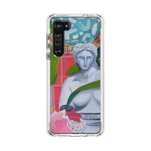 Classical Venus Bust with Green Leaves and Vibrant Vases Motorola Edge (2020) Case