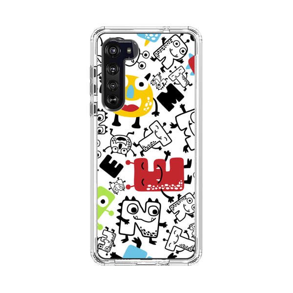 Colorful Cartoon Monsters Letters Pattern Motorola Edge (2020) Case