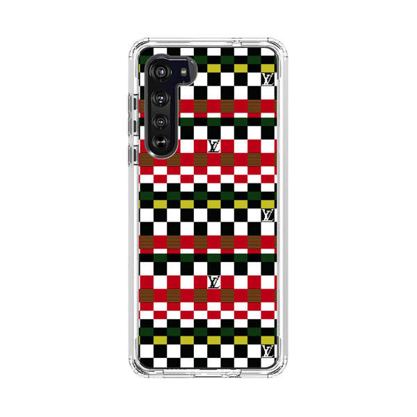 Colorful Checkerboard Stripes Pattern Motorola Edge (2020) Case