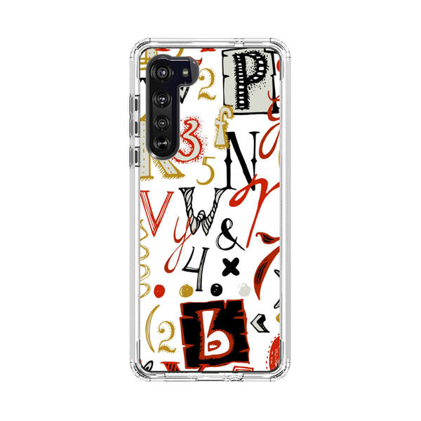 Colorful Hand Drawn Letters and Numbers Pattern Motorola Edge (2020) Case