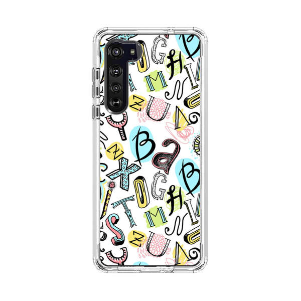 Colorful Scattered Alphabet Letters Pattern Motorola Edge (2020) Case