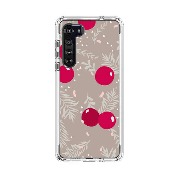 Cranberries and pine branches holiday pattern Motorola Edge (2020) Case