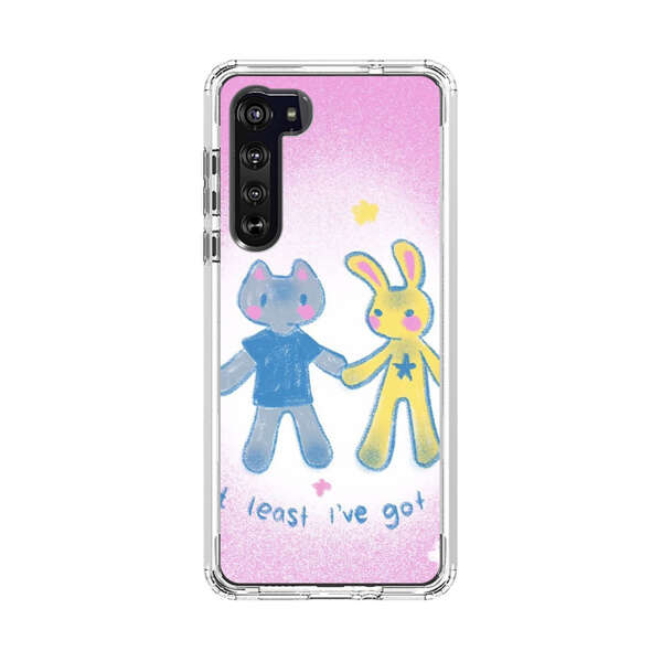 Cute Cat and Rabbit Holding Hands Motorola Edge (2020) Case