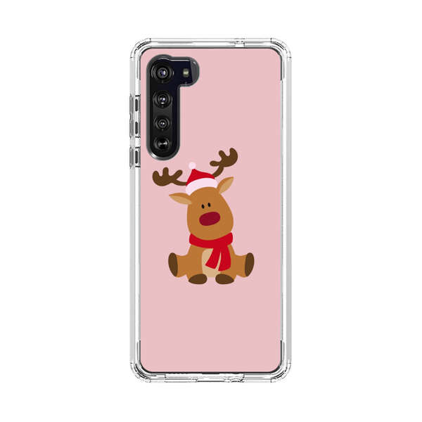 Cute Reindeer with Santa Hat and Red Scarf Motorola Edge (2020) Case