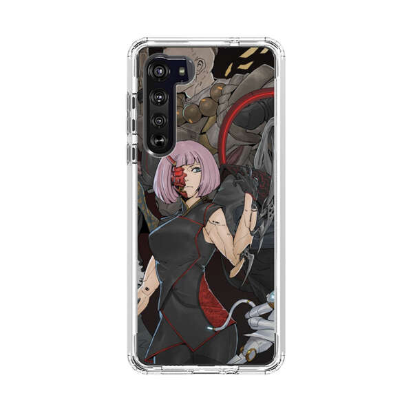 Futuristic Cyberpunk Warriors and Robotic Cat in Dynamic Pose Motorola Edge (2020) Case
