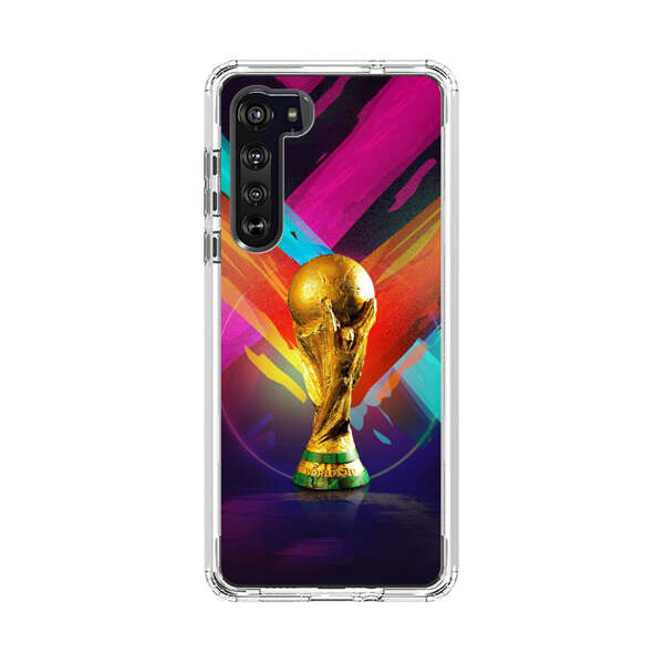 Golden Soccer Trophy with Colorful Abstract Background Motorola Edge (2020) Case