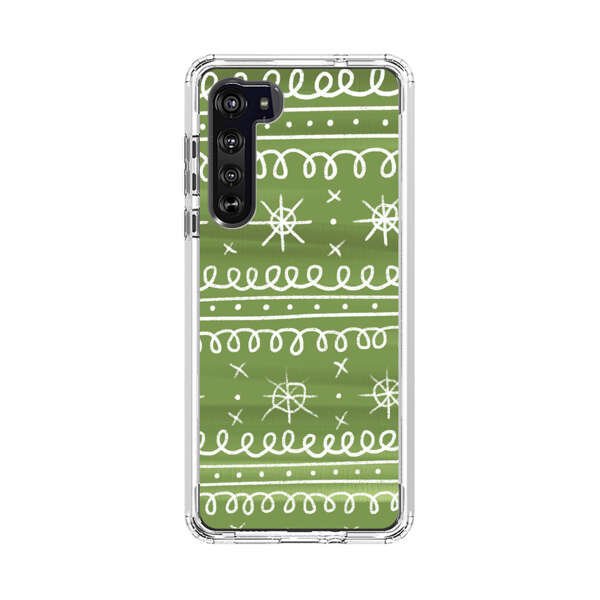 Green White Stars Loop Pattern Motorola Edge (2020) Case