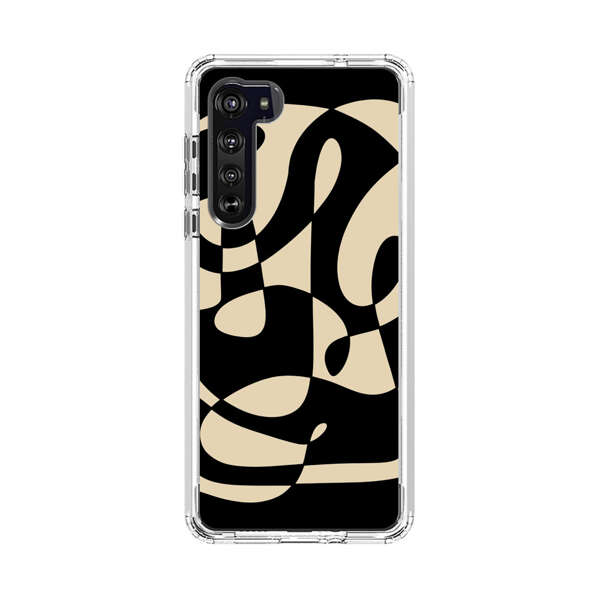 Modern Abstract Beige and Black Geometry Motorola Edge (2020) Case