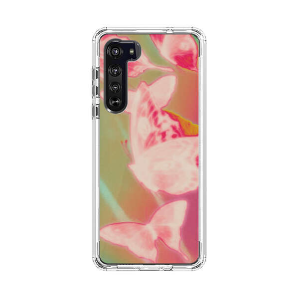Pink Butterflies Dreamy Colorful Background Motorola Edge (2020) Case