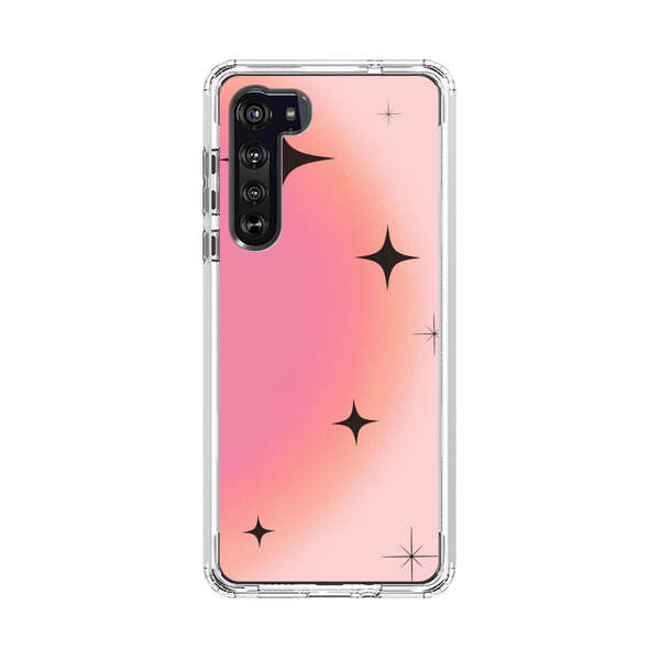 Pink Peach Gradient with Black Stars Motorola Edge (2020) Case
