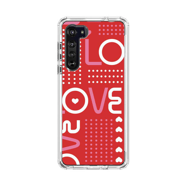 Red Love Typography Pattern Motorola Edge (2020) Case