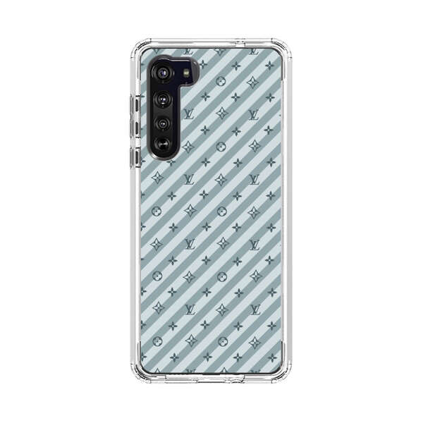 Stylish Blue Diagonal Striped Luxury Logo Pattern Motorola Edge (2020) Case