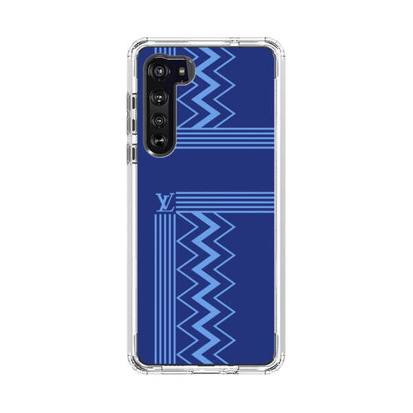 Stylish Geometric Zigzag Pattern in Blue Motorola Edge (2020) Case