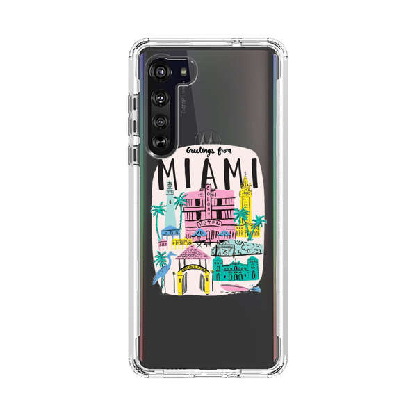 Vibrant Miami Cityscape Illustration Motorola Edge (2020) Case
