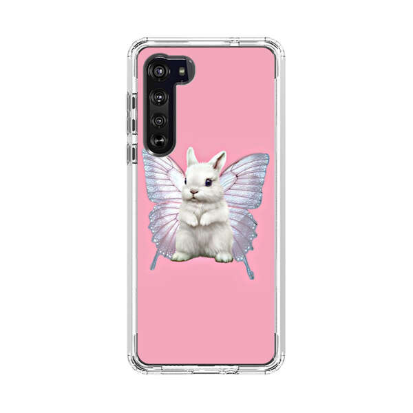 White Bunny with Butterfly Wings Motorola Edge (2020) Case
