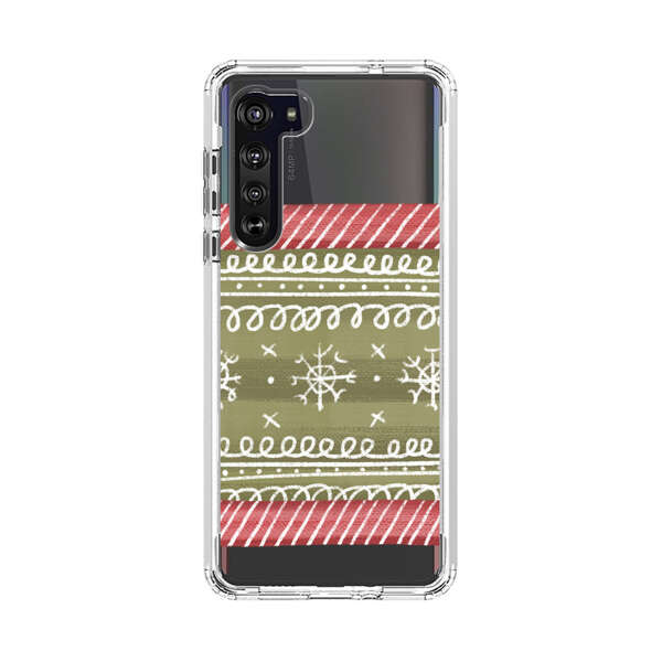 Winter Pattern with Snowflakes and Red Stripes Motorola Edge (2020) Case