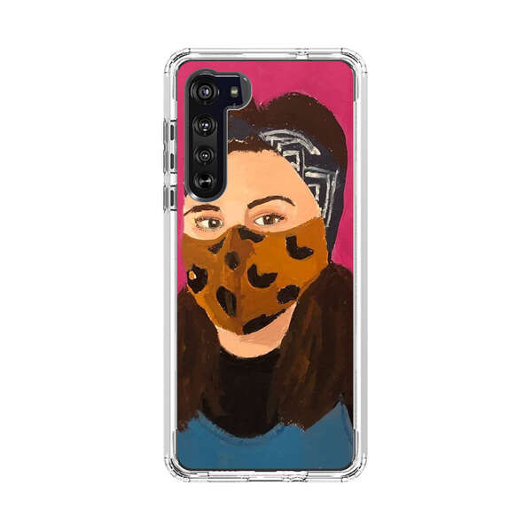 Woman Leopard Print Face Mask Motorola Edge (2020) Case