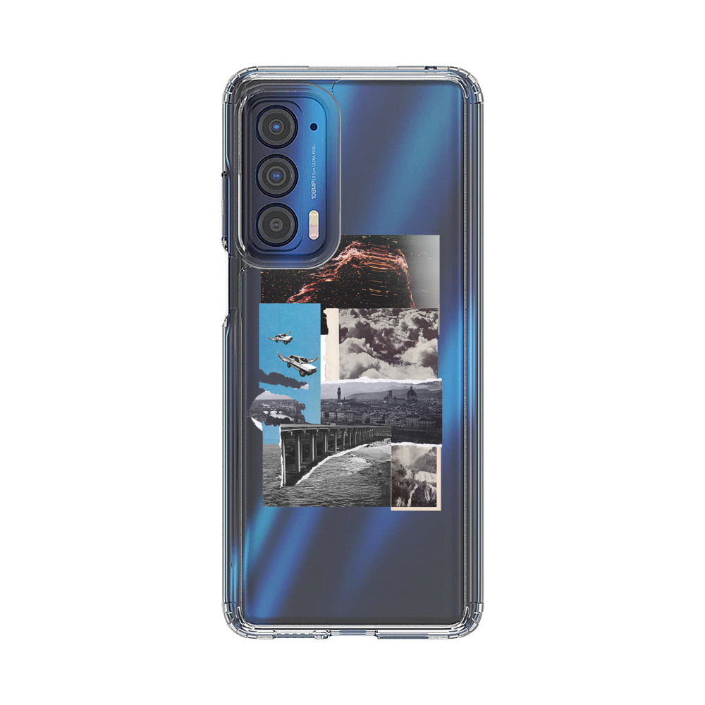Vintage Collage with Aviation, Bridge, and Cityscape Motorola Edge (2021) Case