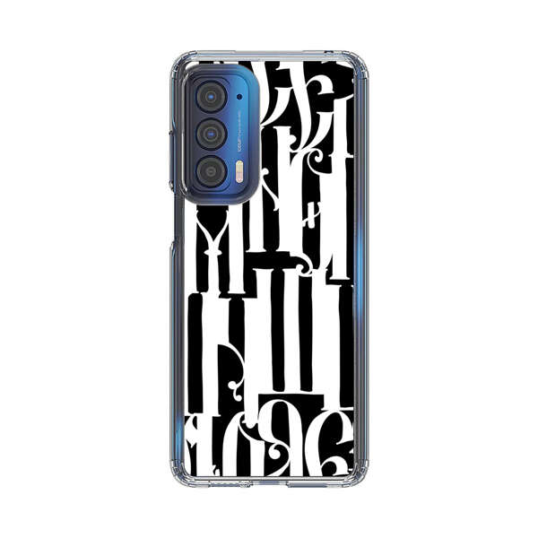 Abstract Black and White Pattern with Ornamental Letters Motorola Edge (2021) Case