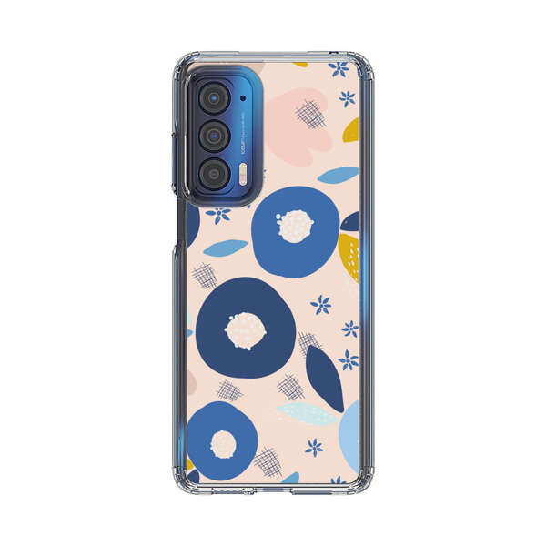 Abstract Floral Pattern with Blue, Pink and Mustard Flowers Motorola Edge (2021) Case