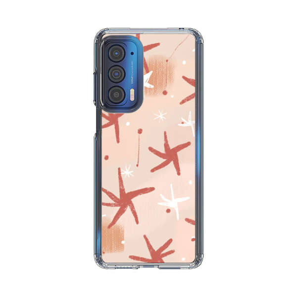 Abstract Star Pattern Red and White on Beige Background Motorola Edge (2021) Case
