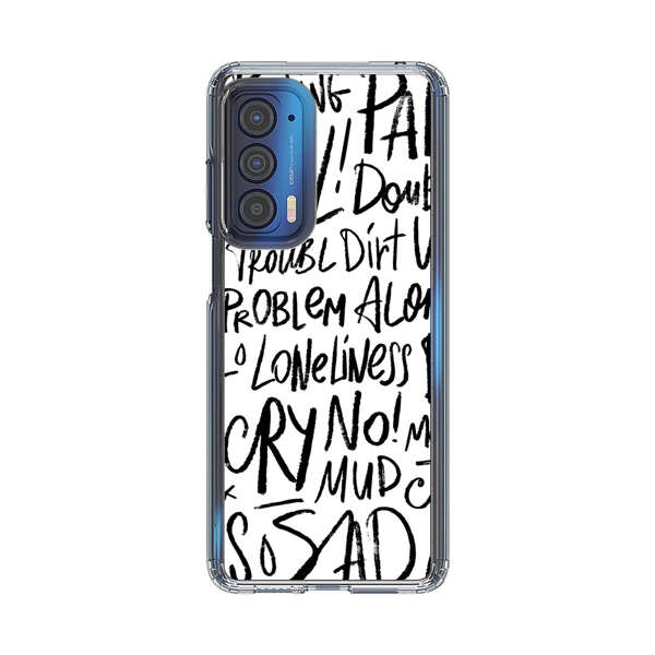 Black and White Negative Words Pattern Motorola Edge (2021) Case