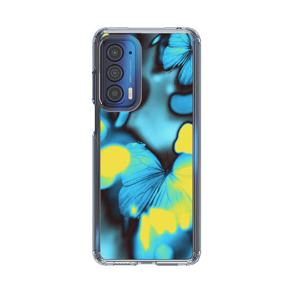 Blue Butterflies Glowing Abstract Background Motorola Edge (2021) Case