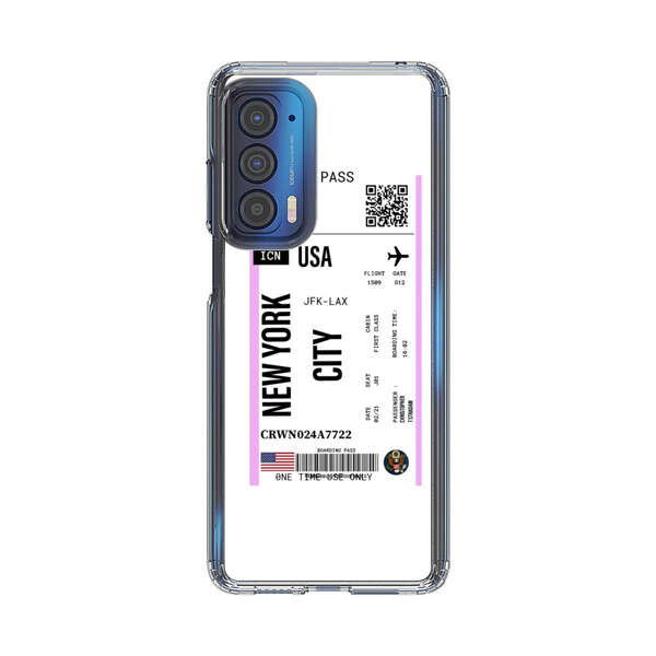 Boarding Pass New York City Flight Ticket Motorola Edge (2021) Case
