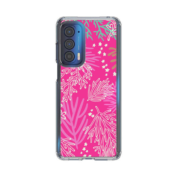 Bright Pink Tropical Leaf Pattern Motorola Edge (2021) Case