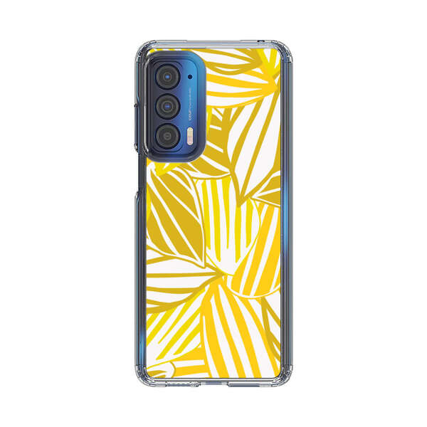 Bright Yellow Striped Tropical Leaves Pattern Motorola Edge (2021) Case