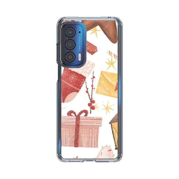 Christmas Festive Pattern with Gingerbread and Gifts Motorola Edge (2021) Case