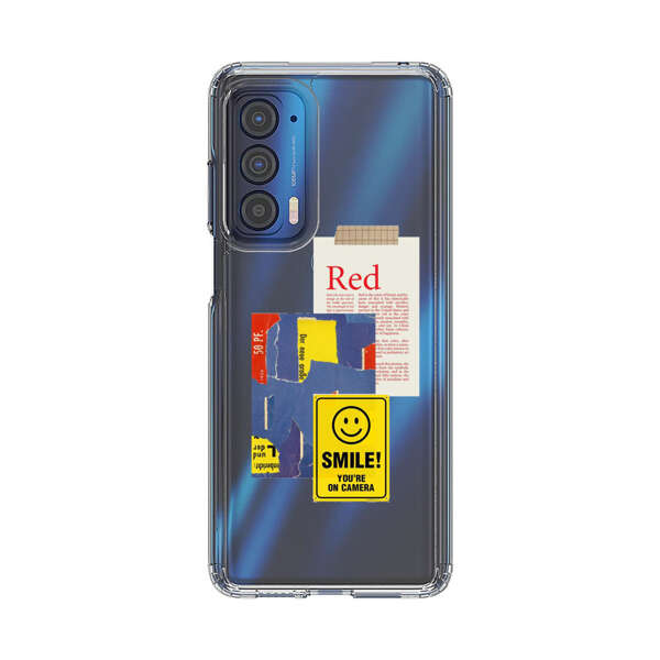 Collage Torn Paper Smiley Face Yellow Sign Motorola Edge (2021) Case