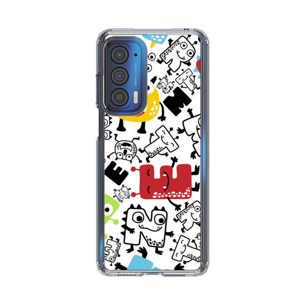 Colorful Cartoon Monsters Letters Pattern Motorola Edge (2021) Case