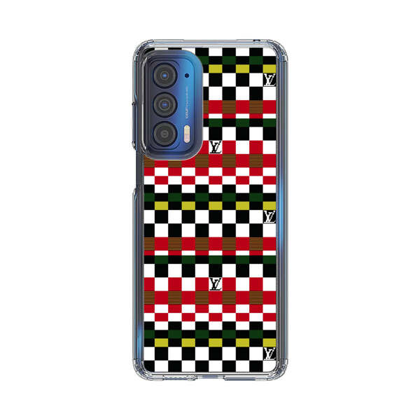 Colorful Checkerboard Stripes Pattern Motorola Edge (2021) Case