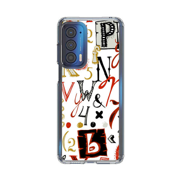 Colorful Hand Drawn Letters and Numbers Pattern Motorola Edge (2021) Case