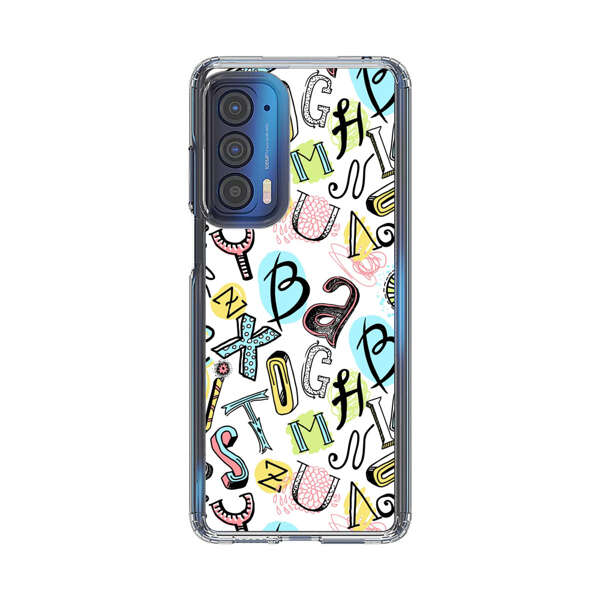 Colorful Scattered Alphabet Letters Pattern Motorola Edge (2021) Case