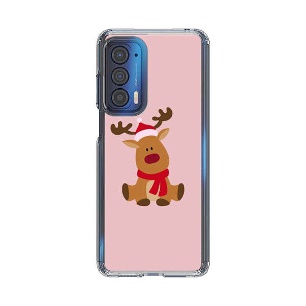 Cute Reindeer with Santa Hat and Red Scarf Motorola Edge (2021) Case