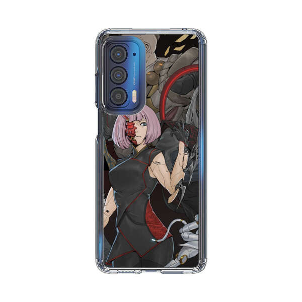 Futuristic Cyberpunk Warriors and Robotic Cat in Dynamic Pose Motorola Edge (2021) Case