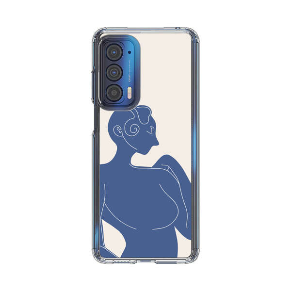 Minimalistic Abstract Female Silhouette Blue Motorola Edge (2021) Case