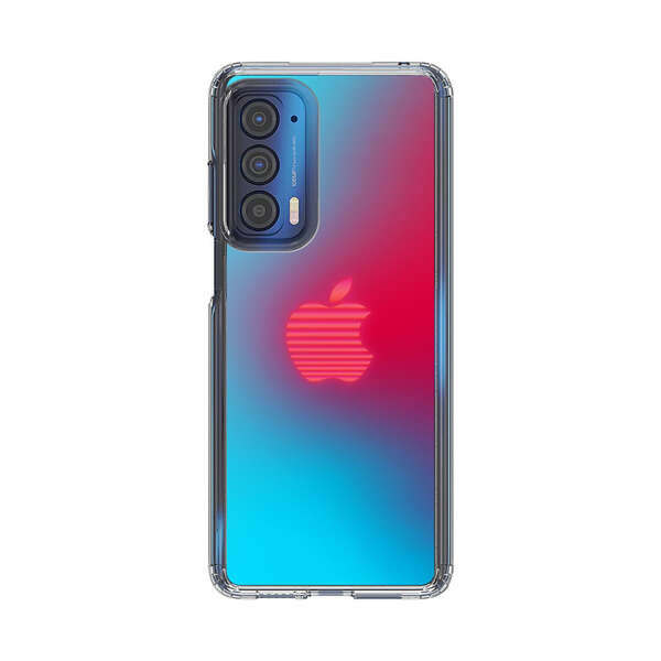 Neon Striped Apple Logo Gradient Background Motorola Edge (2021) Case
