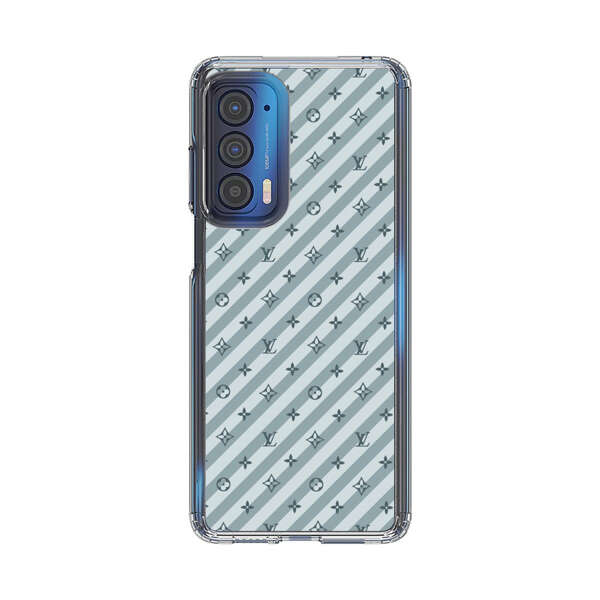 Stylish Blue Diagonal Striped Luxury Logo Pattern Motorola Edge (2021) Case