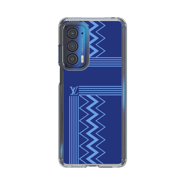 Stylish Geometric Zigzag Pattern in Blue Motorola Edge (2021) Case